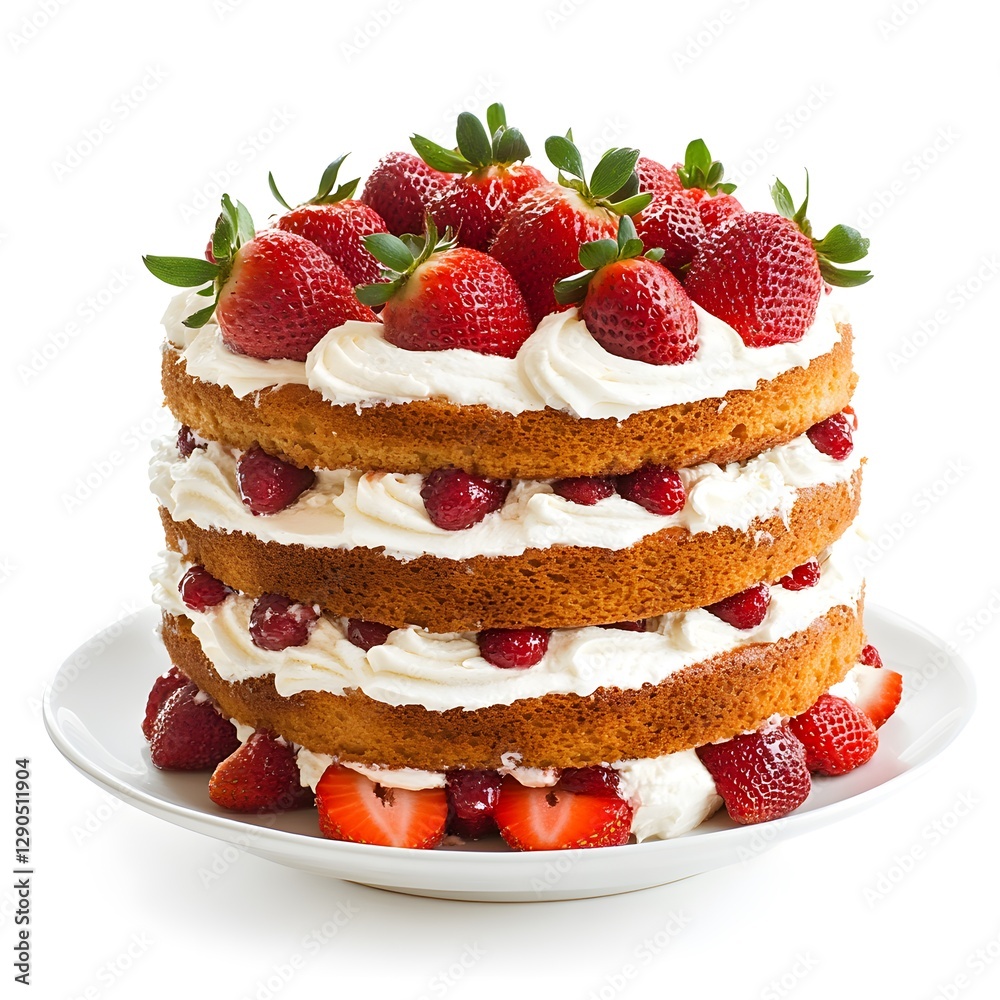 A delicious strawberry cake decorated with a creamy frosting A delicious strawberry cake decorated with a creamy frosting