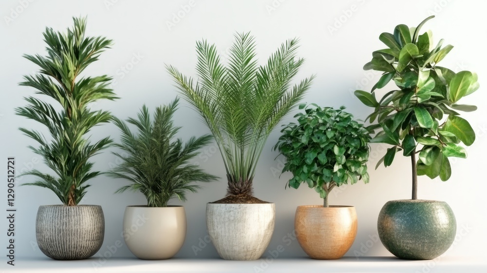 Indoor Plants Arranged Elegantly in Decorative Pots Enhancing Modern Living Space Aesthetics Indoor Plants Arranged Elegantly in Decorative Pots Enhancing Modern Living Space Aesthetics