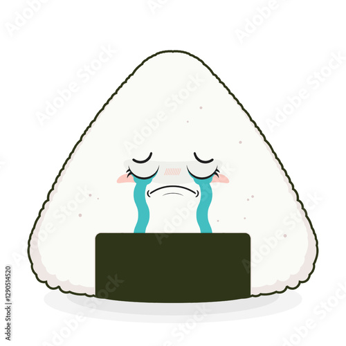 Onigiri crying face cartoon cute