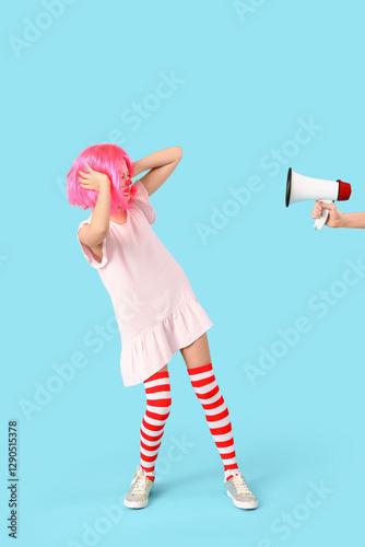 Funny girl in clown costume...