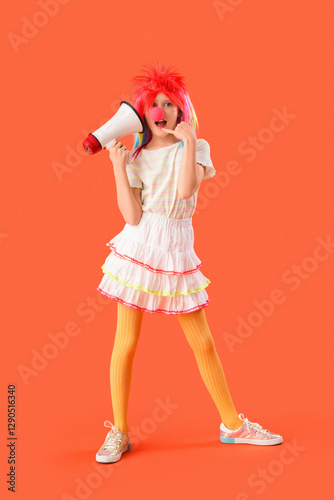 Funny girl in clown costume...