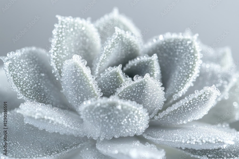 Close-up of a succulent plant's leaves covered in glistening dewdrops. Close-up of a succulent plant's leaves covered in glistening dewdrops.