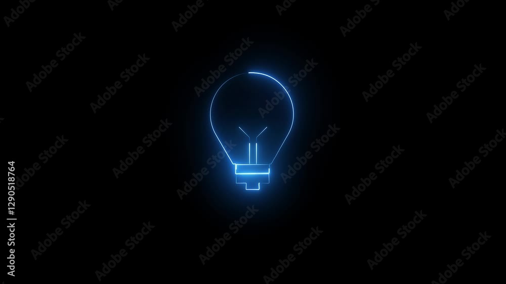 light bulb on black background blue color animation.4k video light bulb on black background blue color animation.4k video