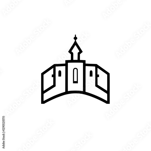 Simplified Minimalist Church Illustration, depicting the essence of a stylized, contemporary place of worship.