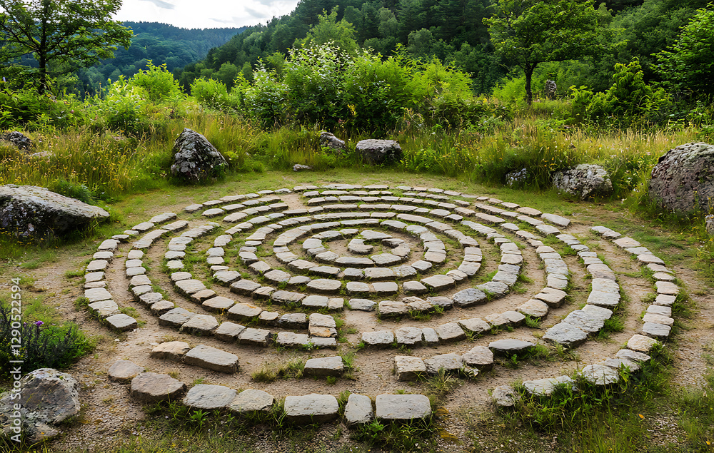 Image of a labyrinth, symbolizing a holistic health approach, using walking as a stress management technique, understood through health literacy education. Image of a labyrinth, symbolizing a holistic health approach, using walking as a stress management technique, understood through health literacy education.