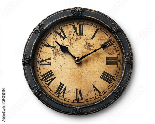 Wallpaper Mural A vintage-style clock icon with ornate black hands and faded design, isolated on white  Torontodigital.ca