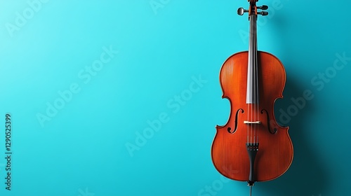 Cello against a Turquoise Background: An Image of Musical Serenity
