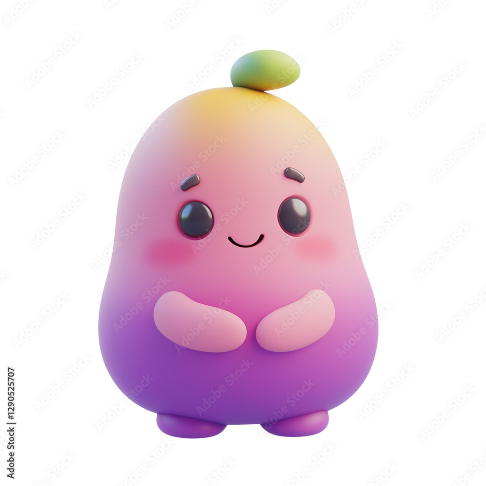 Fototapeta premium Adorable 3D Render of a Cute Cartoon Mango Fruit Character Happy Expression Pastel Colors, Transparent Background, Ai Generative Images