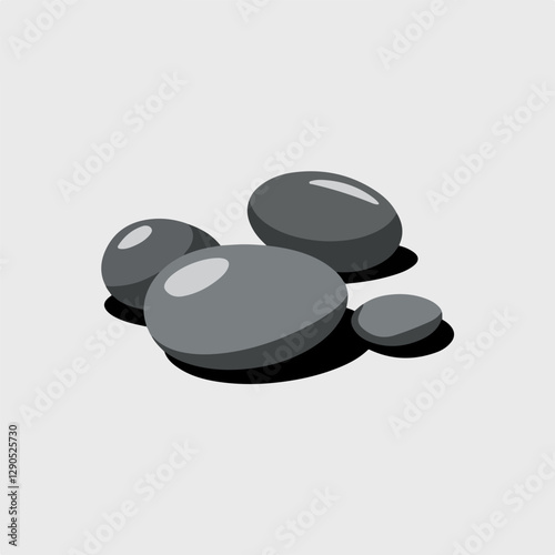 A Flat-Style Small smooth pebble on a Plain White Background