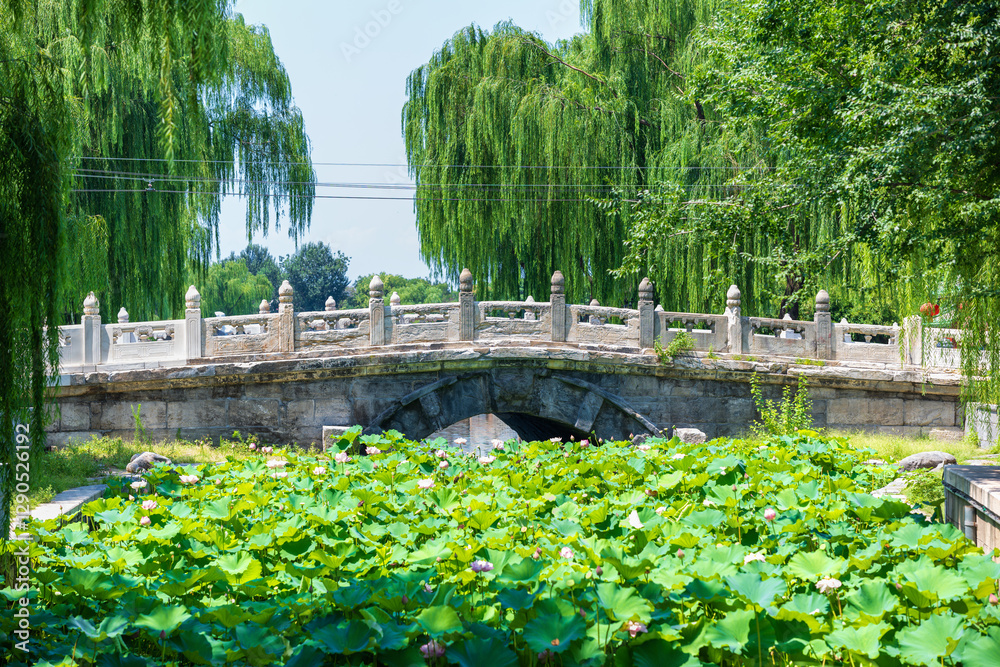 Fototapeta premium Summer view of Beijing Central Axis Wanning Bridge