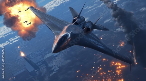 Futuristic Warplane in Aerial Combat