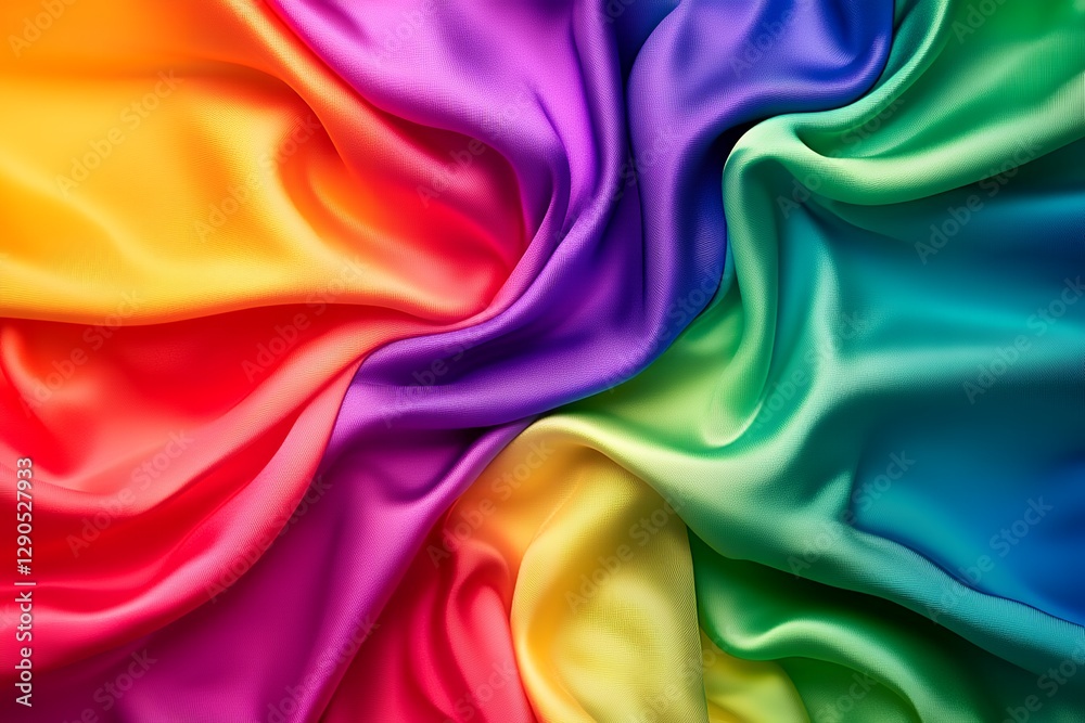 Obraz premium Vibrant multicolored silk fabric with smooth flowing textures