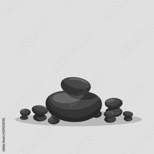 A Flat-Style Small smooth pebble on a Plain White Background