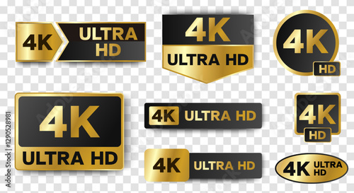 4K Ultra HD low banner design icon. set of 4k ultra high definition banner. vector