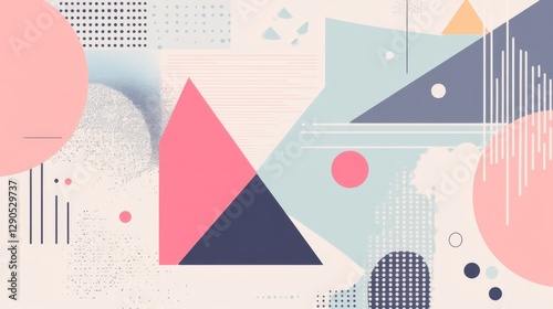 Geometric abstract art with colorful shapes and patterns