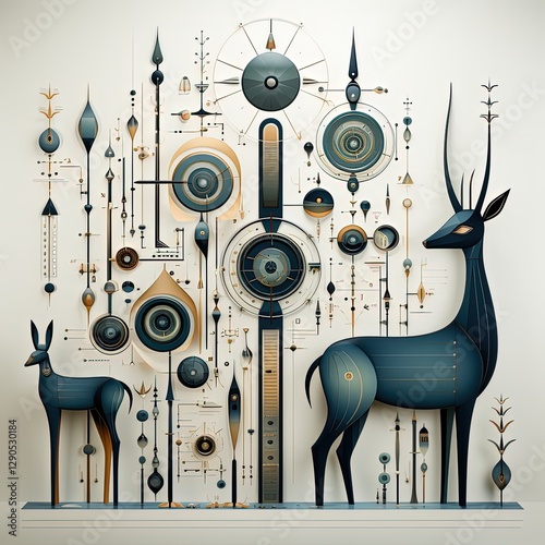 Elegant Eclectic Neon Green Animal Silhouettes in Thin Lines