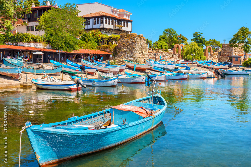 Fishing boats in marina. Nessebar. Bulgaria