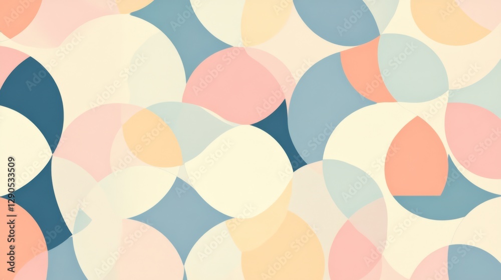 Colorful abstract geometric pattern with overlapping circles in soft pastel shades Colorful abstract geometric pattern with overlapping circles in soft pastel shades