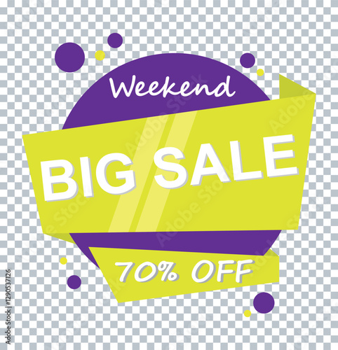 Weekend Big Sale Banner with 70% Off – Modern Promotional Label on Transparent Background