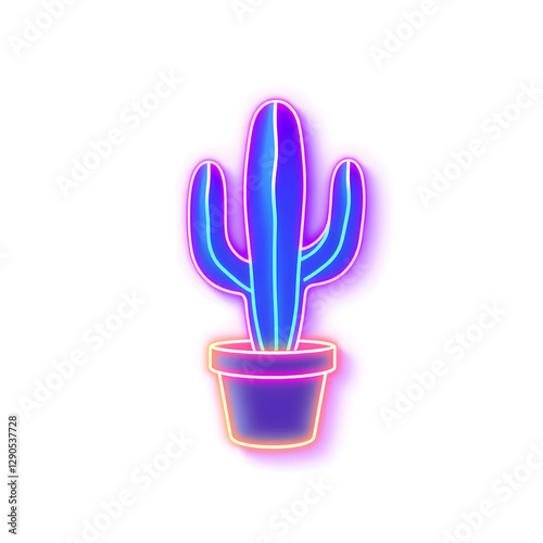 Cactus holographic 3D icon. neon symbol vector illustration isolated on white background. Generative AI