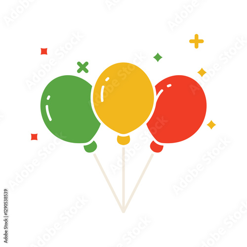 Colorful decorative balloons for Celebration Events and Festivities. Balloon in cartoon style. Bunch of balloons for birthday and party. Vector Illustration.