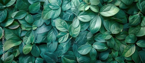 Abstract green leaf texture with layered foliage in varying shades of green filling the frame perfect for creative projects with ample copy space.