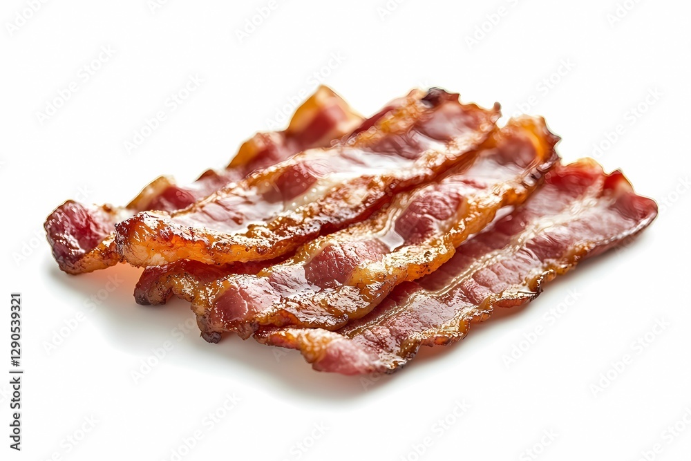 Fried bacon strips piled on top of each other, warm lighting and detailed textures highlighting crunch and juiciness, great for culinary themes, comic book style Fried bacon strips piled on top of each other, warm lighting and detailed textures highlighting crunch and juiciness, great for culinary themes, comic book style