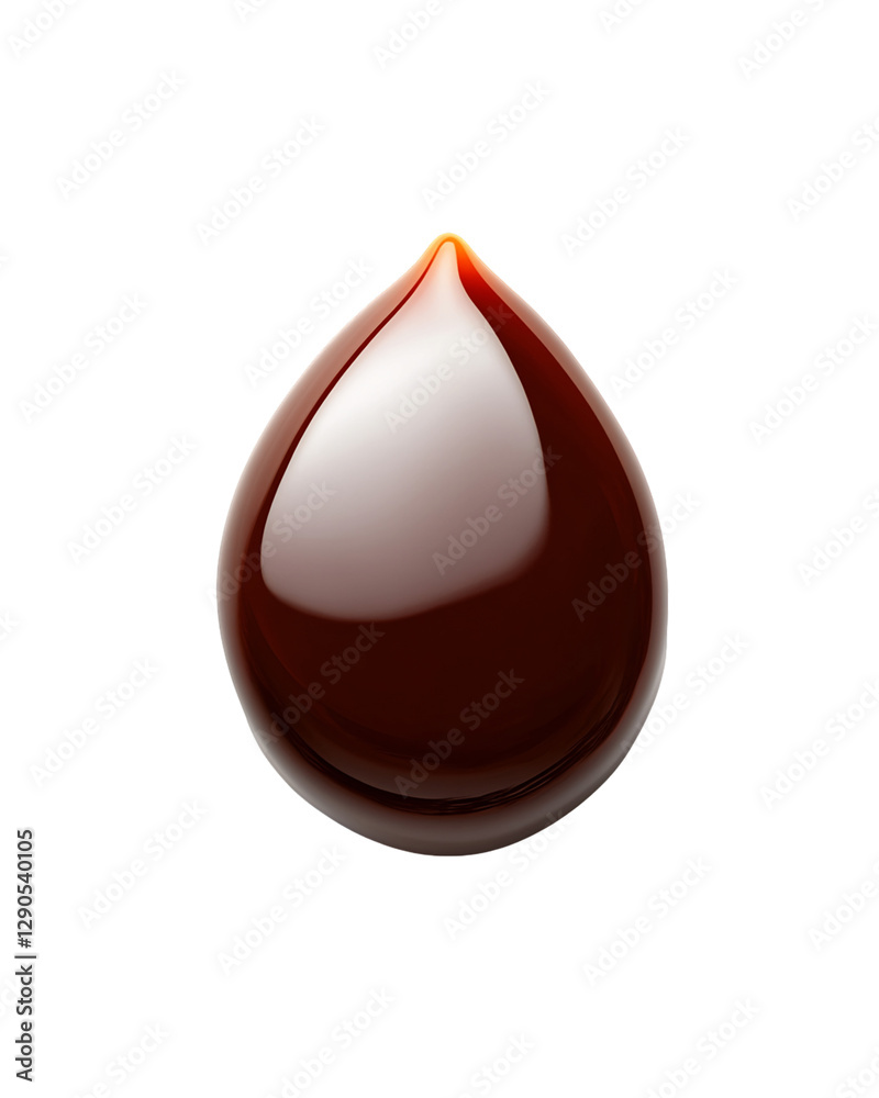 Single Glossy Dark Brown Drop on Transparent Background, PNG Single Glossy Dark Brown Drop on Transparent Background, PNG
