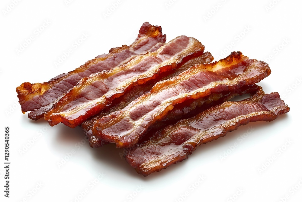 Fried bacon strips piled on top of each other, warm lighting and detailed textures highlighting crunch and juiciness, great for culinary themes, comic book style Fried bacon strips piled on top of each other, warm lighting and detailed textures highlighting crunch and juiciness, great for culinary themes, comic book style