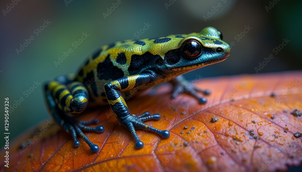 Fototapeta premium Vibrant Poison Dart Frog on a Leaf
