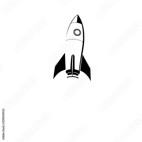 Simple illustration of a rocket launching with white background.