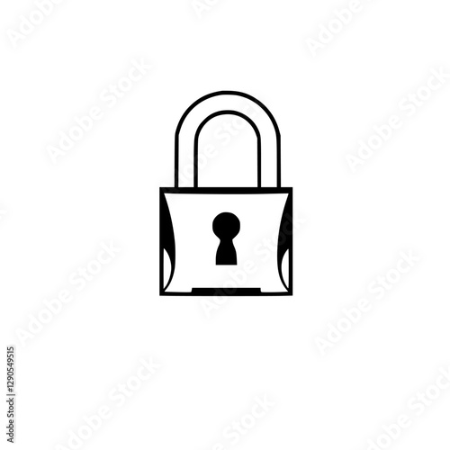 Minimalist image of a padlock, black and white, centered, against a white background.