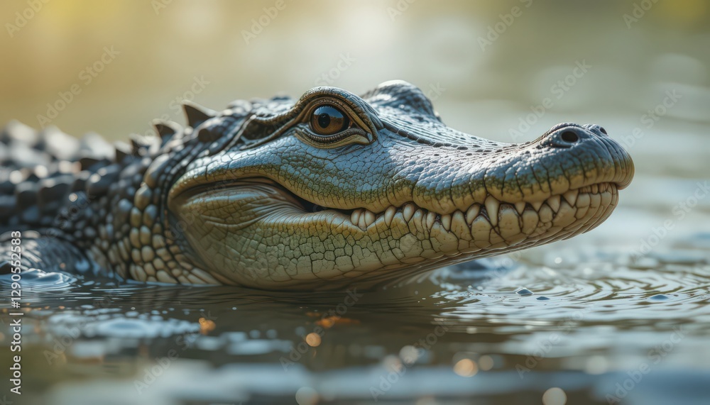 Obraz premium Close-up of a Baby Crocodile in Water