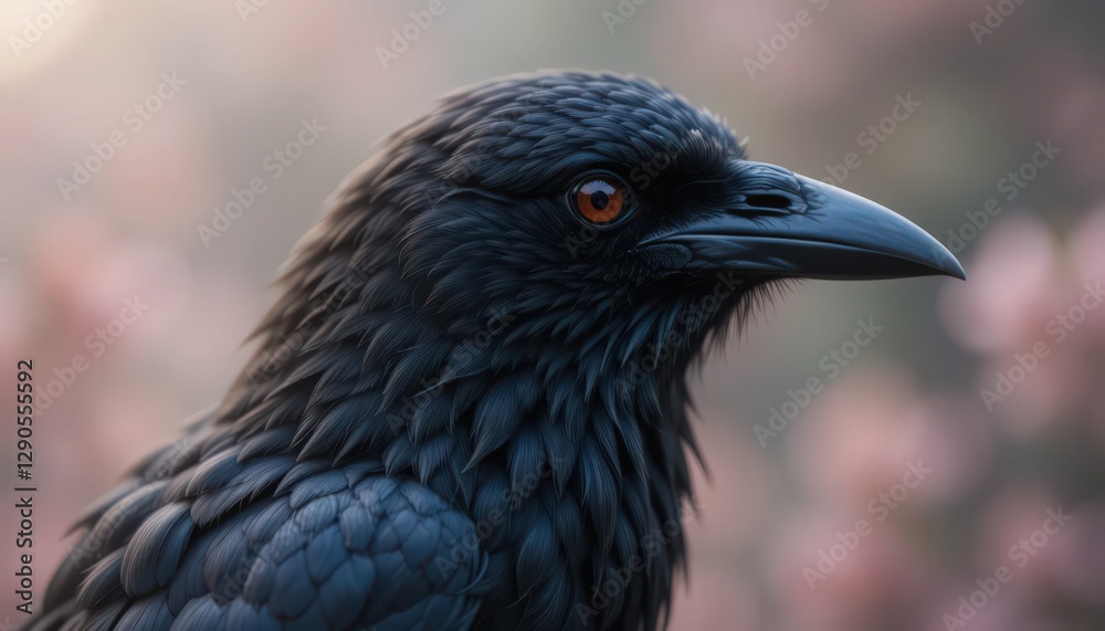 custom made wallpaper toronto digitalClose-up of a Majestic Black Bird's Head and Feathers