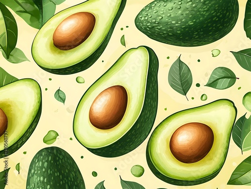Fresh Avocado Slices Pattern Design