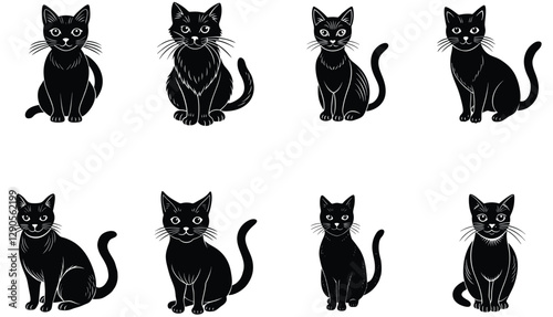 Cats collection silhouette. Vector illustration. Cat vector Shilhoutte Bundle