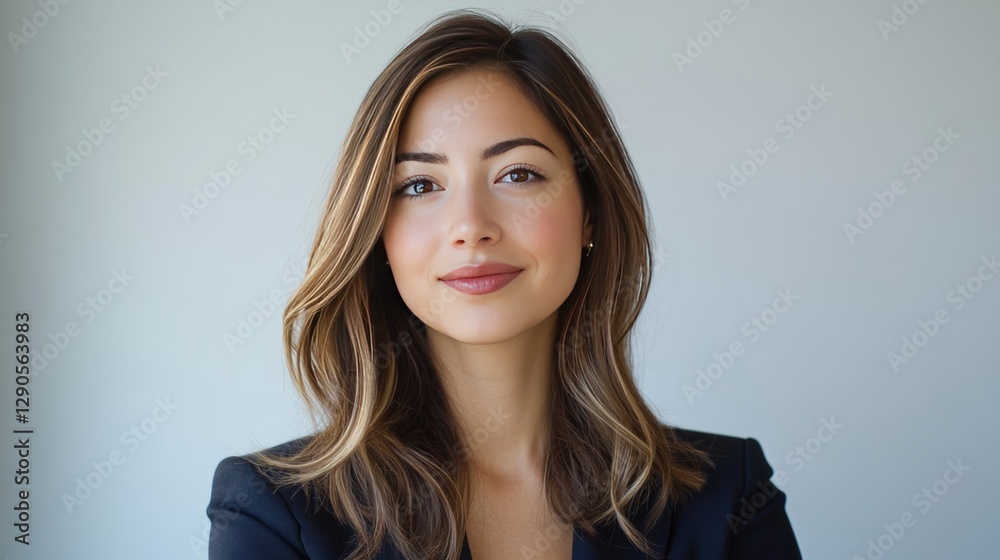 Obraz premium Confident Businesswoman Poses With Arms Crossed, Showcasing Professionalism and Style in a Modern Office Setting During Daylight Hours