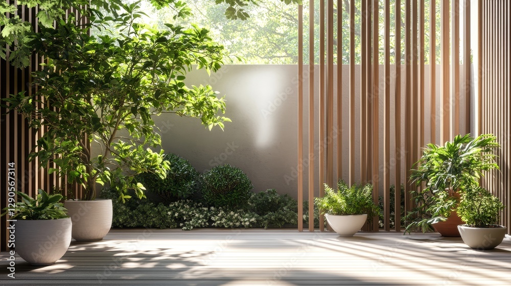 Relaxing Garden Space With Greenery and Wooden Elements in a Tranquil Outdoor Setting Relaxing Garden Space With Greenery and Wooden Elements in a Tranquil Outdoor Setting