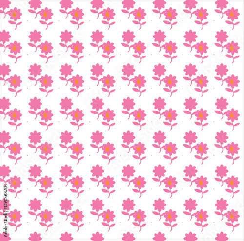 seamless pattern with pink flowers