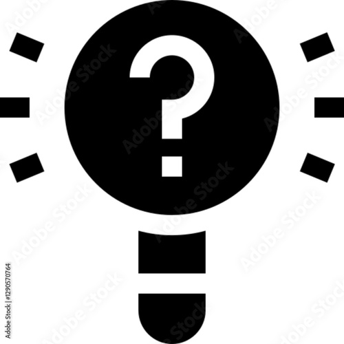 Minimalist curiosity icon in SVG format, featuring a magnifying glass and question mark glyph symbol. Ideal for exploration, inquiry, research, and learning-related designs.

