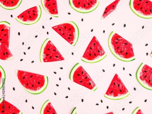 Watermelon slices pattern on pink background