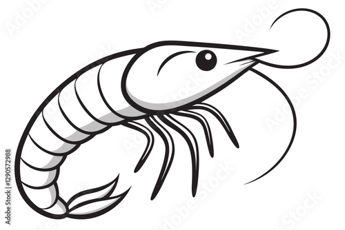 shrimp line art vector , shrimp icon vector, Sea lobster 