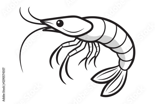 shrimp line art vector , shrimp icon vector, Sea lobster 