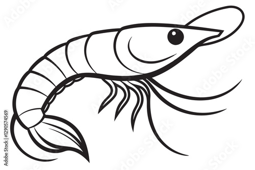 shrimp line art vector , shrimp icon vector, Sea lobster 
