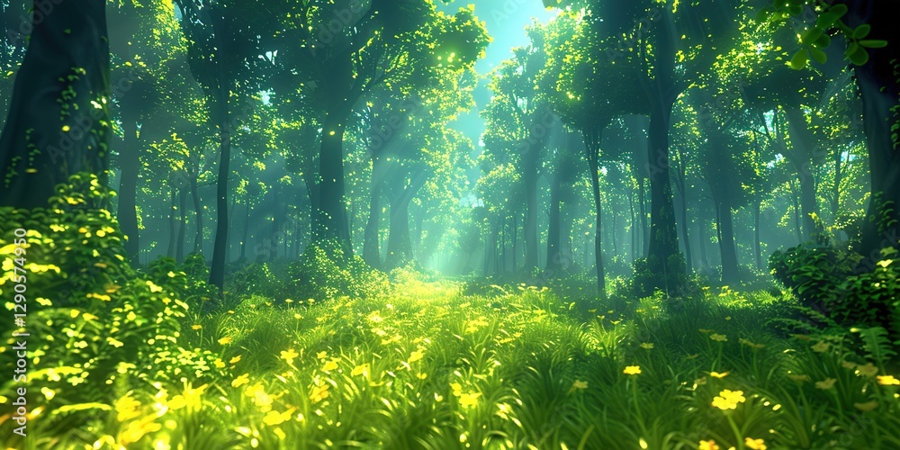 Fototapeta premium sun rays in forest