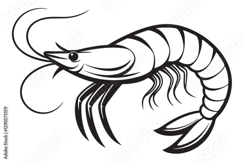 shrimp line art vector , shrimp icon vector, Sea lobster 