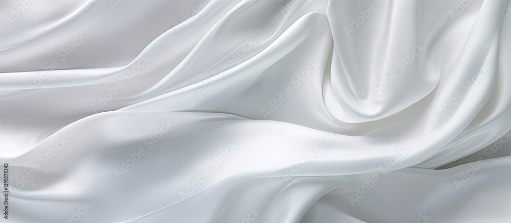 Crumpled white satin cloth with smooth flowing curves and a soft textured surface positioned diagonally across the frame creating elegance and depth. Crumpled white satin cloth with smooth flowing curves and a soft textured surface positioned diagonally across the frame creating elegance and depth.