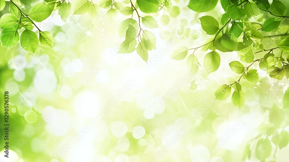 Vibrant Green Leaves Background with Bright Sunlight Vibrant Green Leaves Background with Bright Sunlight