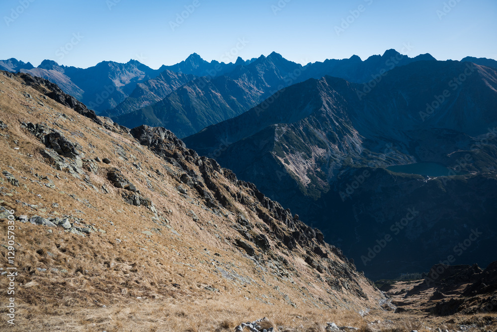 Landscape of high mountains, Tatra Mountains.