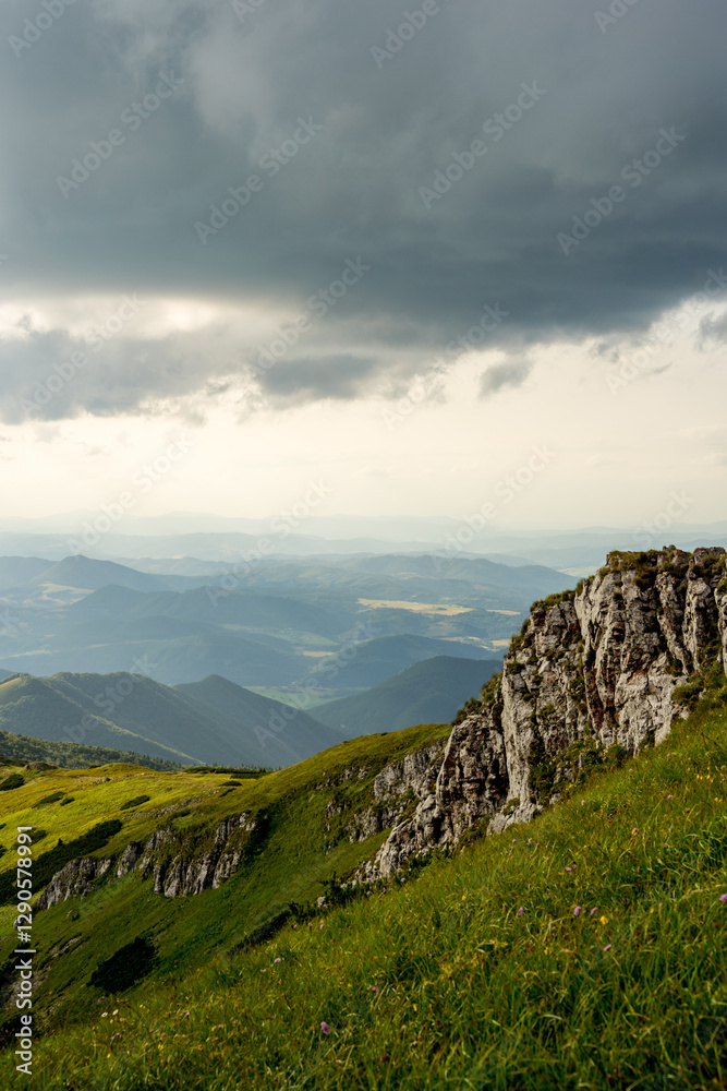 Naklejka premium Golden Hour Panorama of Mala Fatra from Hleb
